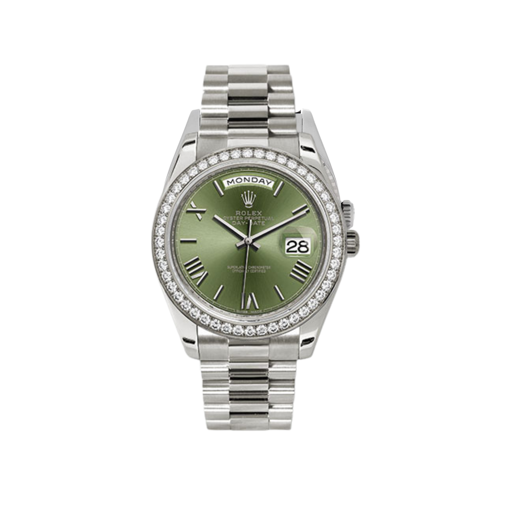 Rolex Day Date 40 Diamonte Olive Dial