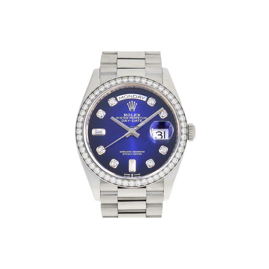 Rolex Day Date 40 Platinum Blue Diamond Dial