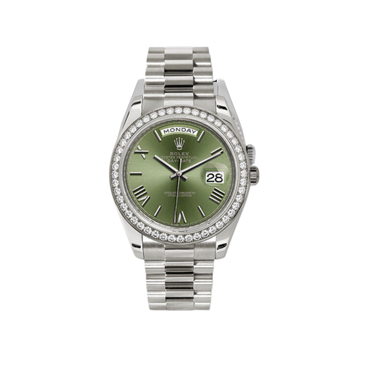 Rolex Day Date 40 Diamonte Olive Dial